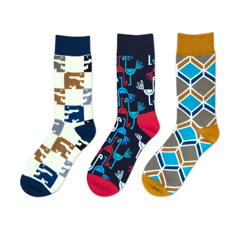 Color movement happy socks male / female skateboard street style outdoor designer brand novelty art for the couple |