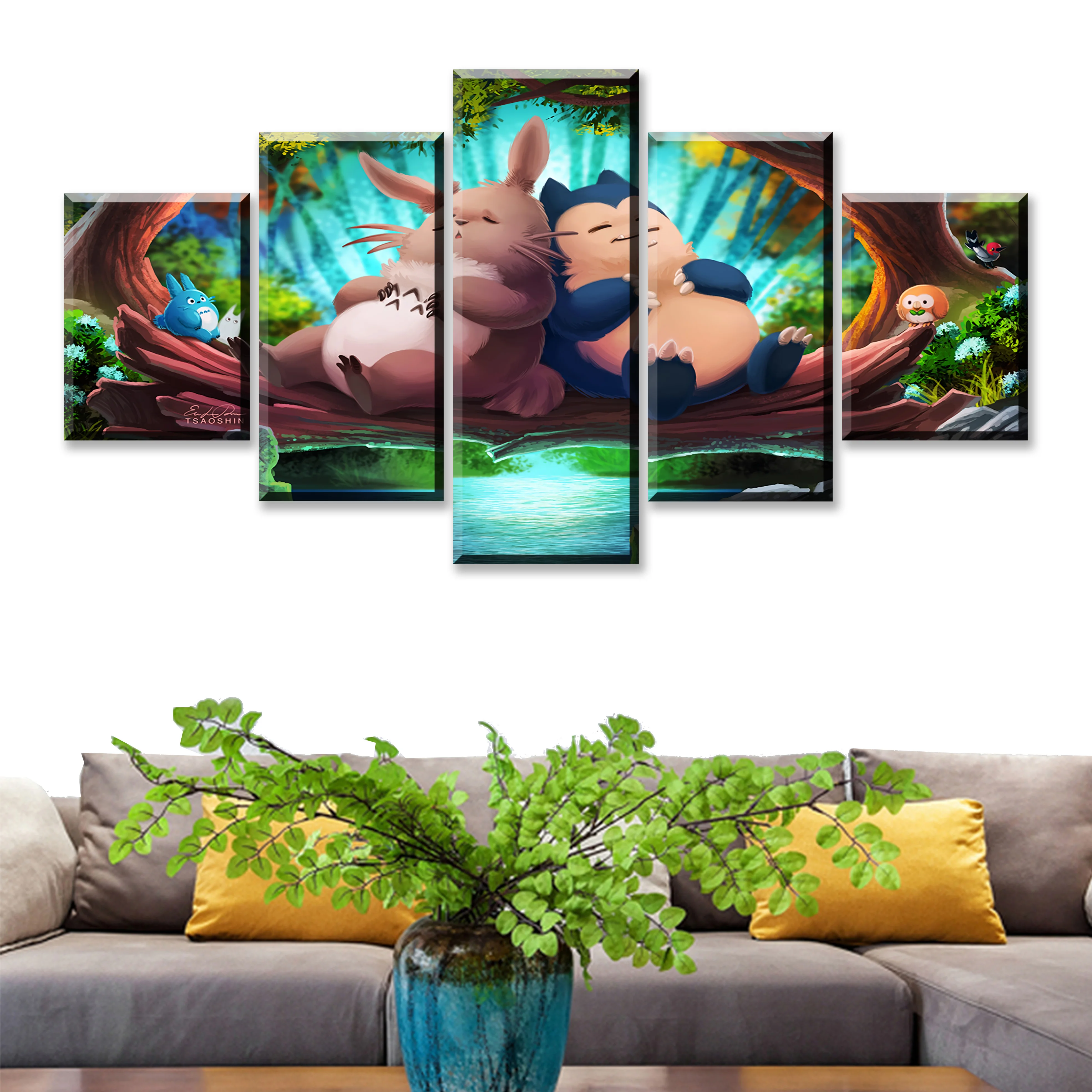 

HD Print Movie 5 Piece My Neighbor Totoro Canvas Poster Paintings Modern Pictures Wall Art For Home Decor Framework Decoration