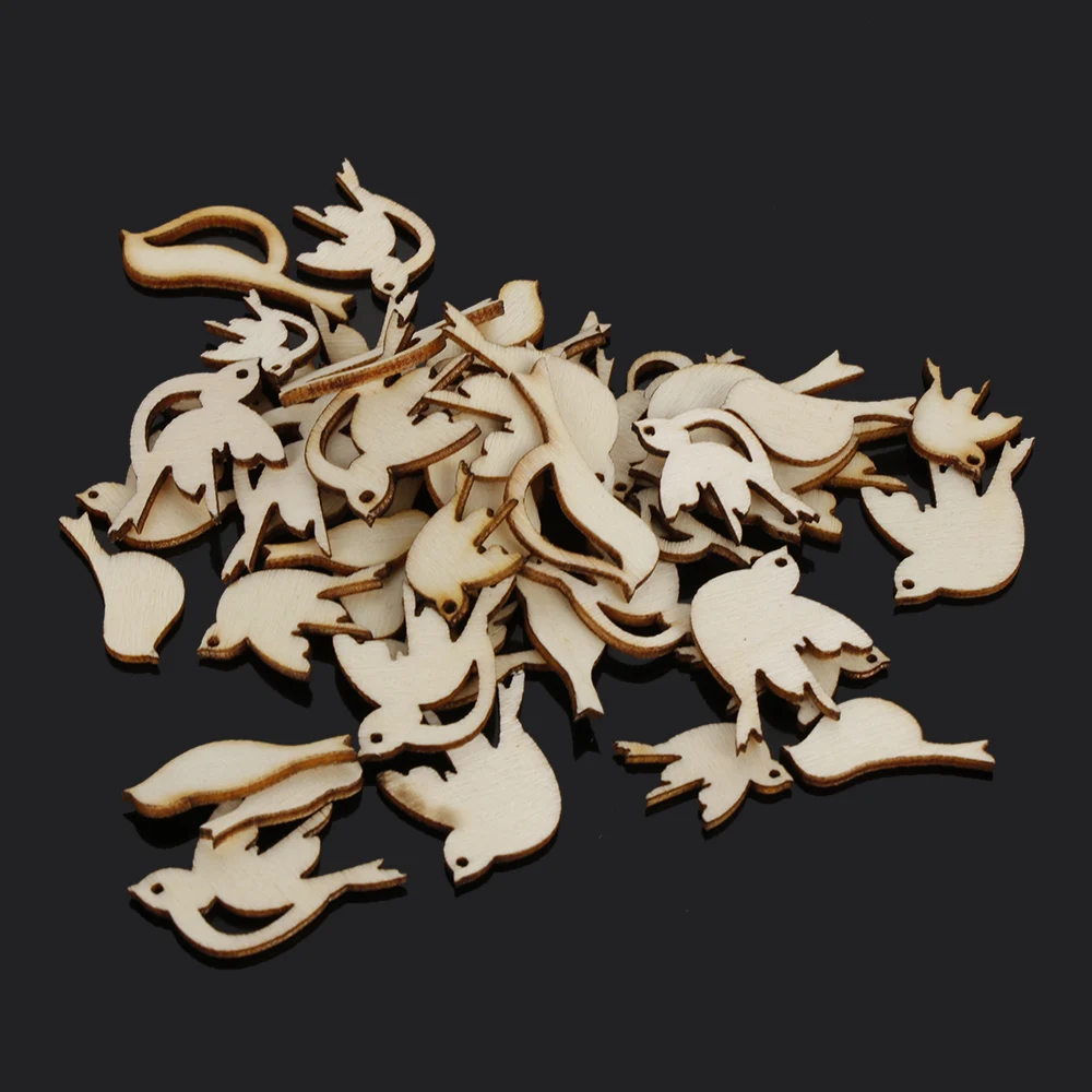 50Pcs/set 2019 New Wooden Craft Scrapbooking Handmade Mixed Birds Shape Slices Decoration Embellishments DIY Home Decor Crafts | Дом и сад