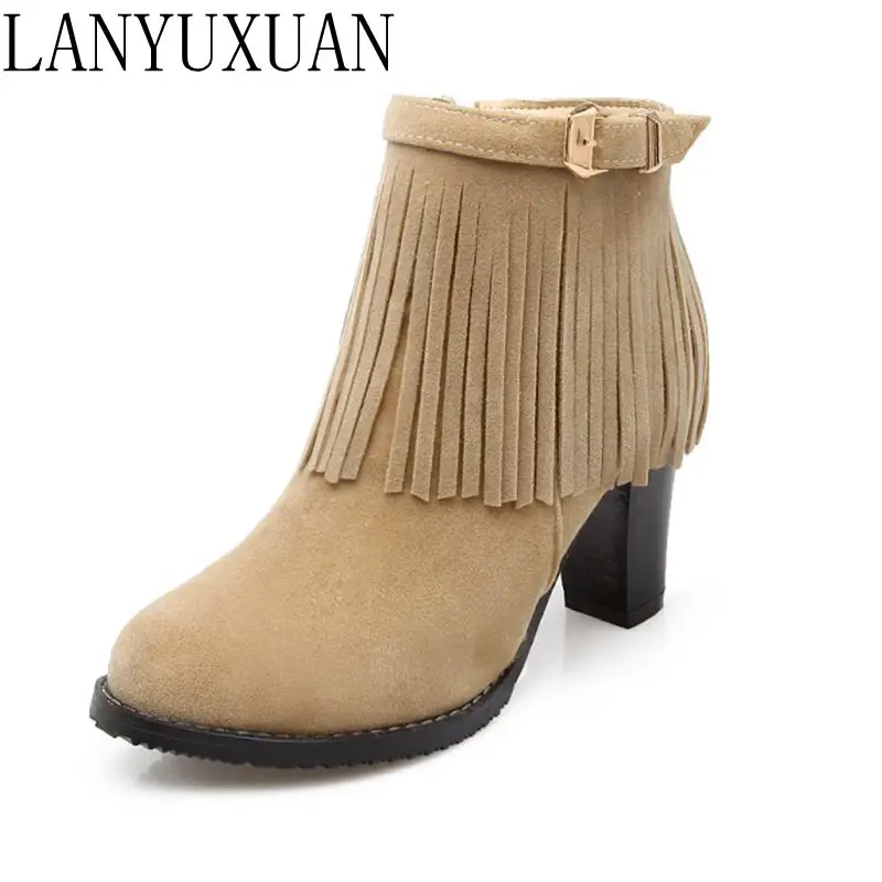 Женские ботинки с острым носком повседневные до щиколотки на каблуке большой