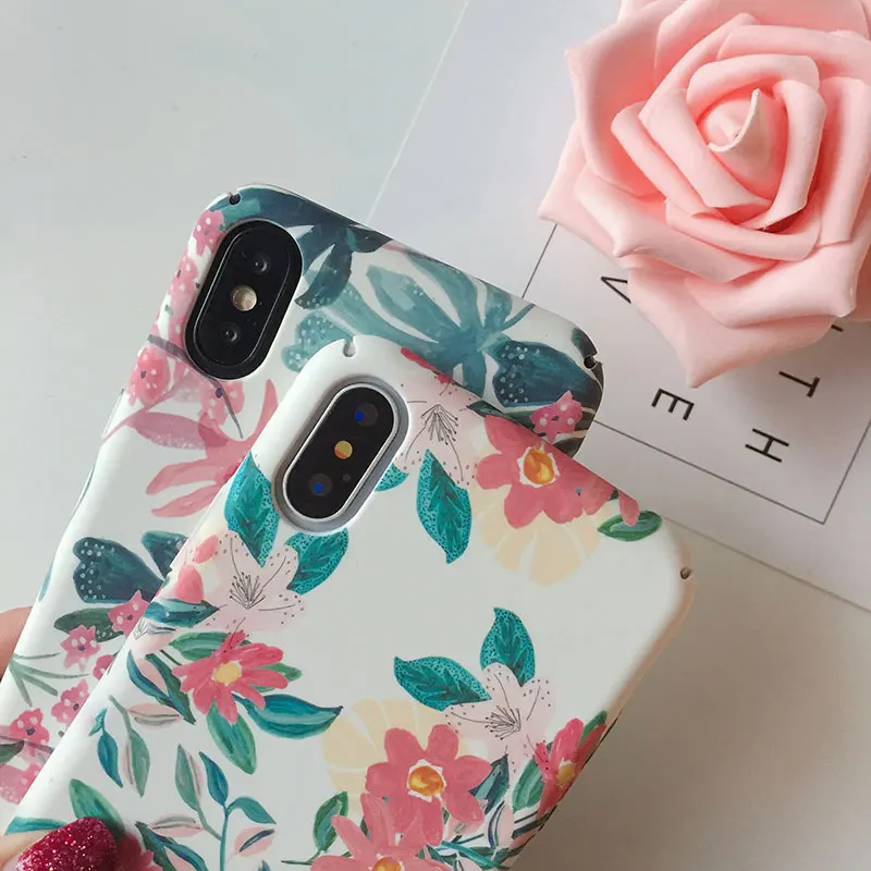 Boucho Художественный Цветочный растительный лист чехол для iPhone X модный матовый 6 6s