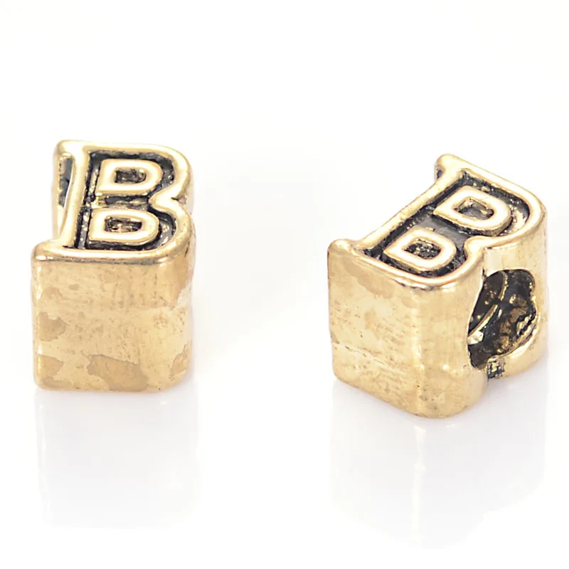 10 шт. винтажный бусина с большим отверстием золотого цвета в европейском стиле