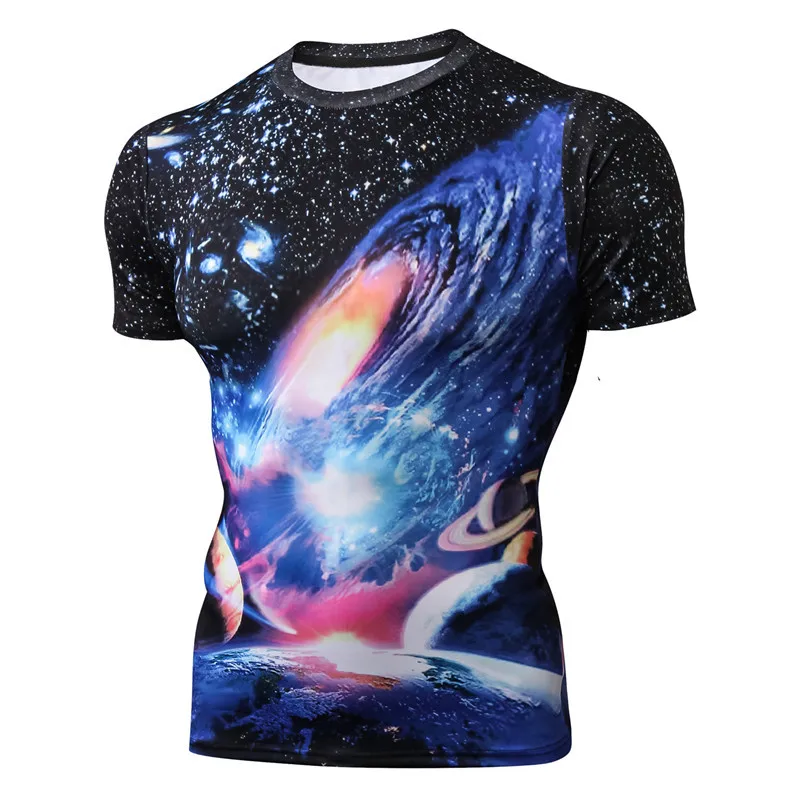 

Мужская летняя рубашка с коротким рукавом, 3D galaxy