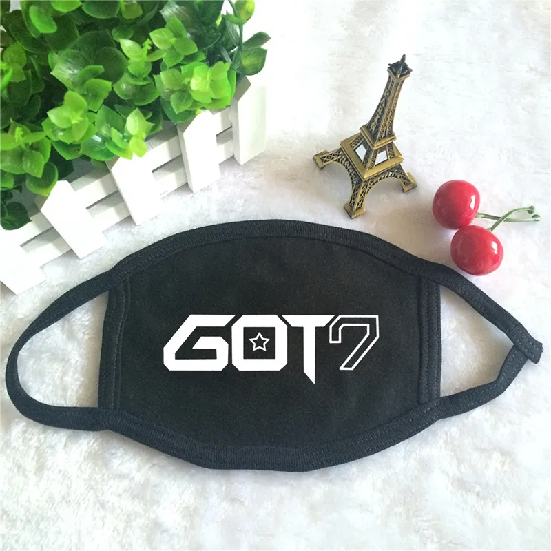 Kpop GOT7 Nestival Тур альбом логотип печать K-pop модные маски для лица унисекс хлопок черный рот маска - Цвет: P2536 GOT7