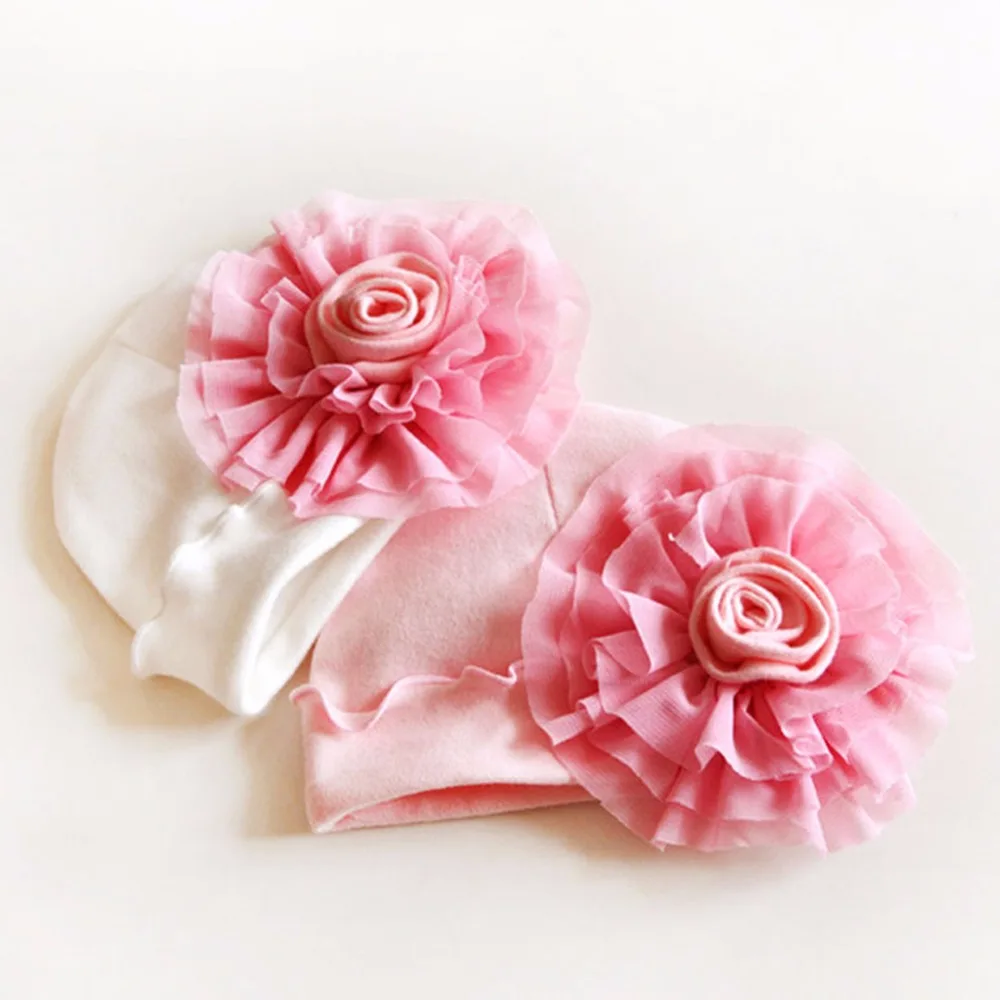 

Princess Baby Girl Hats Infant's Toddler's Child's Lovely Big Flower Soft Cap Cotton newborn baby photography accessories