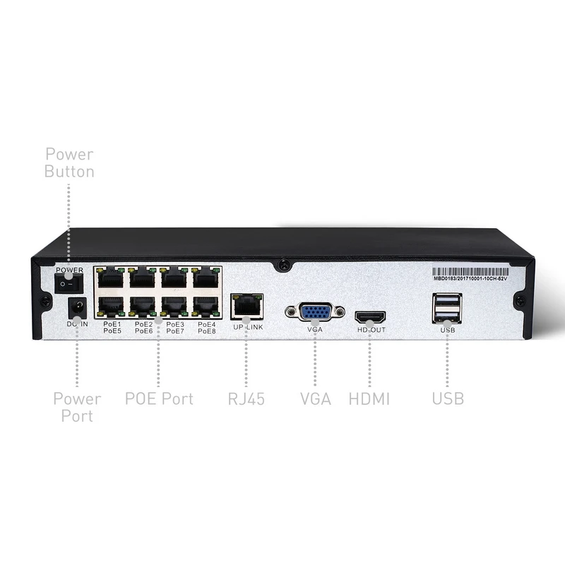 POE 8CH 1080 P CCTV IP системный комплект для фотокамеры HD 8 канальный NVR шт.