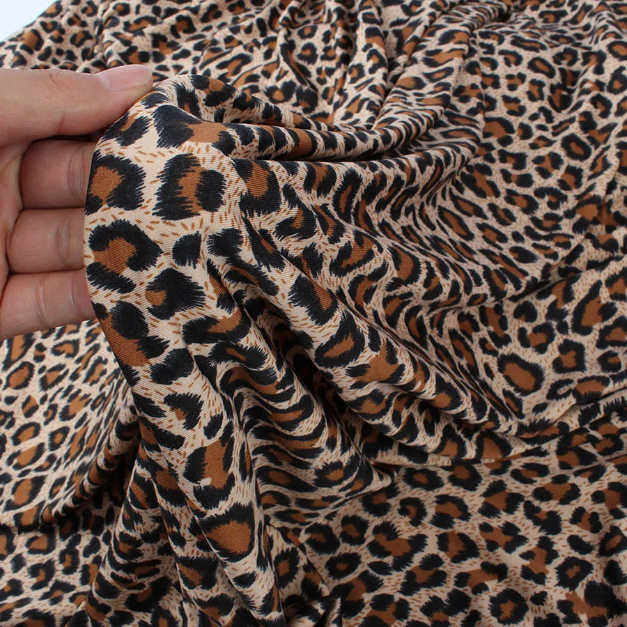 Leopard Спандекс ткань высокие эластичные платье для выступлений на сцене Забавный костюм Леопард Зебра печатных двор(150 см* 91 см - Цвет: Leopard
