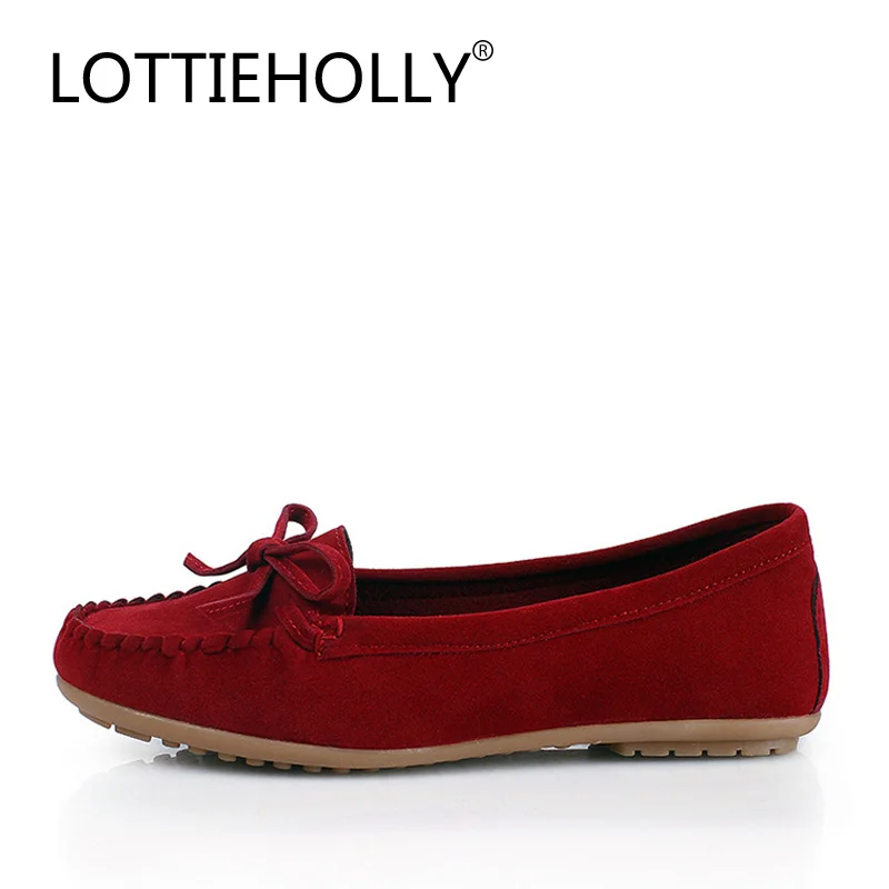 LOTTIEHOLLY/модные однотонные женские лоферы на плоской подошве с бантом бабочкой