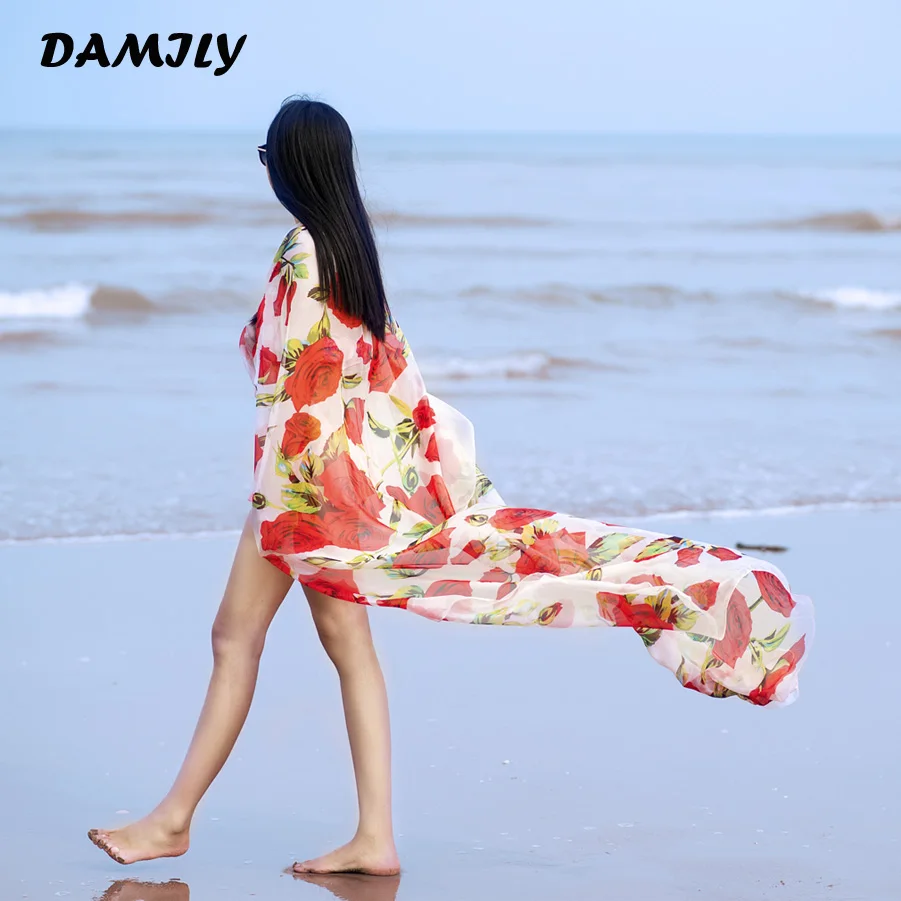 Пляж Саронги яркие цветные розы шарф платок пикантные Для женщин Летний Бикини