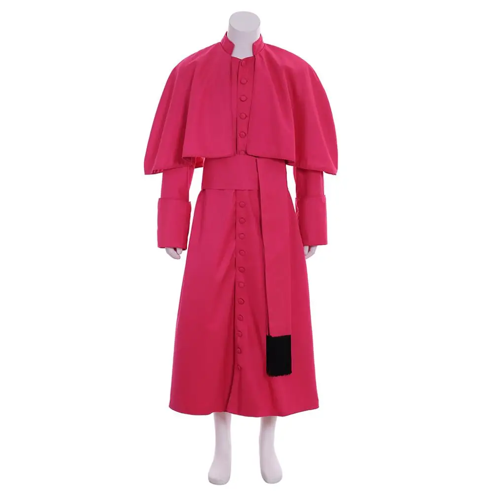 Cosplaydiy мужской костюм в римском стиле красный Cassock для взрослых средневековом Clergy