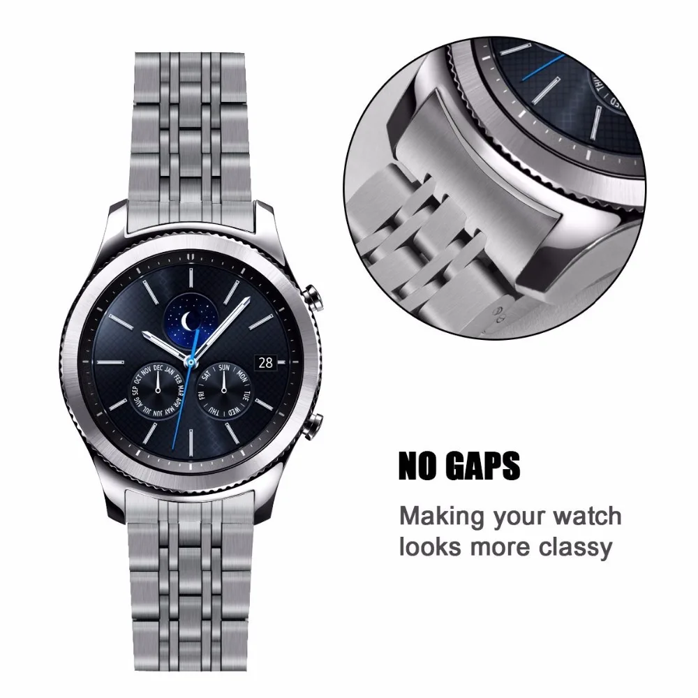 V-moro новейшие модные ремешки для часов для samsung gear S3 классический ремешок металлический браслет из нержавеющей стали gear S3 спортивные умные ремешки для часов