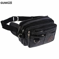 gumuzi high quality travel bags casual canvas waist packs hot sale man chest pack fashion men messenger bag phone purse