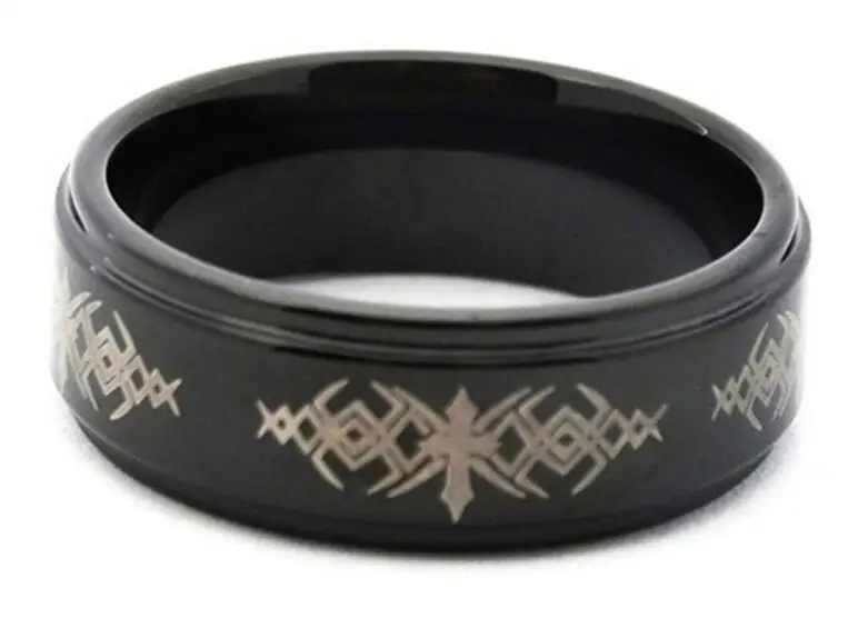Бесплатная доставка 8 мм уникальное мужское черное кольцо из карбида вольфрама