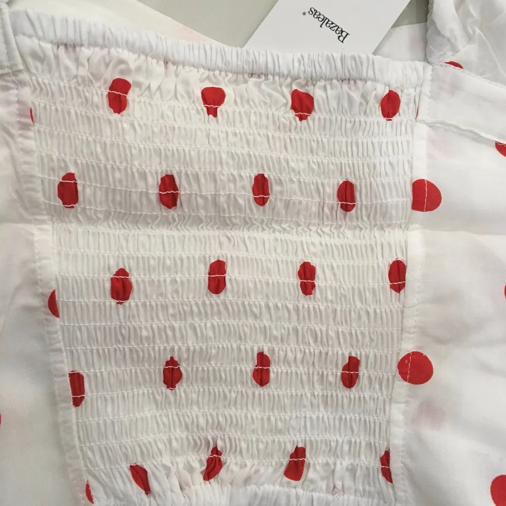 Bazaleas 2018 Spring Women Red Polka Dot Blouse Fashion Full Sleeve square Neck strength Tops blouses |