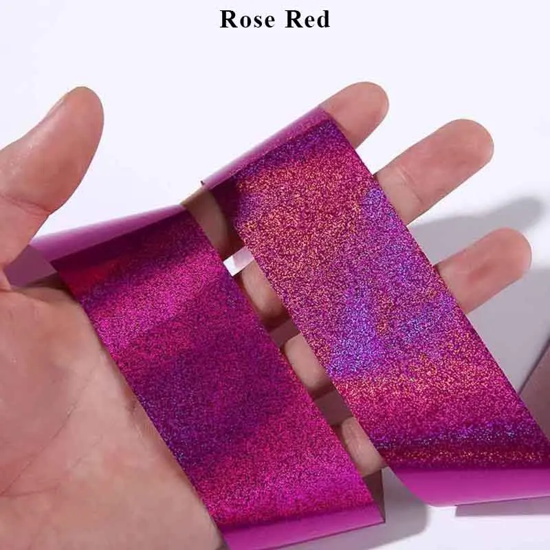 Rose Red 8 цветов Фольга для ногтей Звездный лазер Блестящий песок форма красота передачи Советы Клей стикер ремесло DIY голографические DIY украшения - Цвет: Rose Red