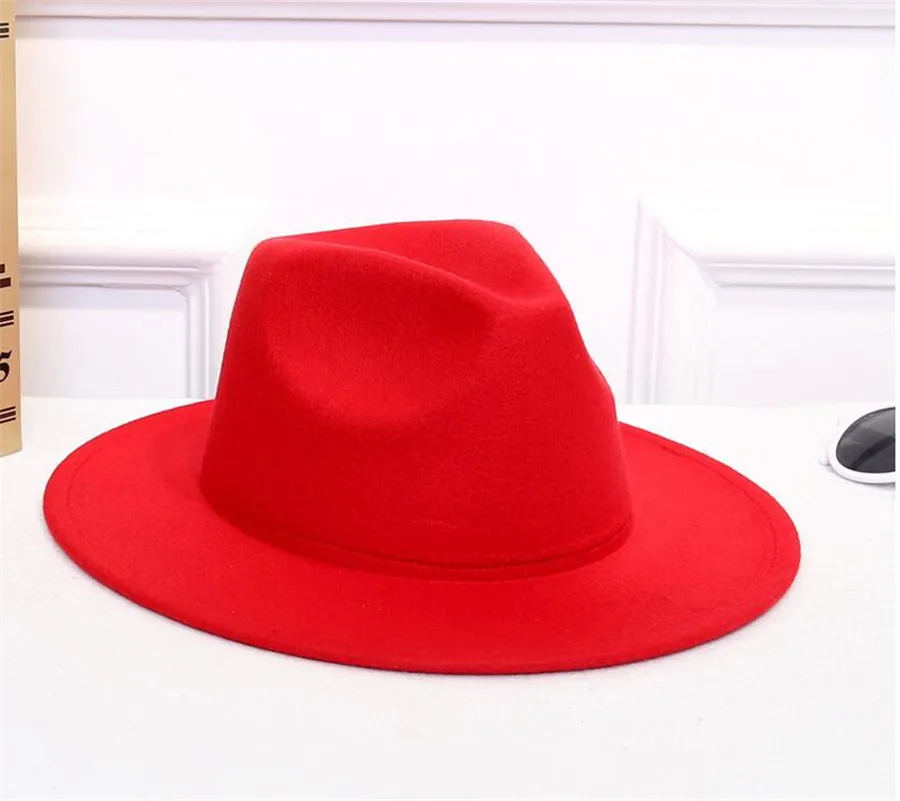 Шерстяная шляпа с широкими полями Fedora из чистого войлока купольным ведром для
