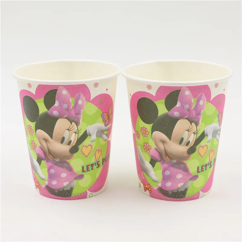 Disney Minnie mouse 20 тарелок+ 20 чашек+ 20 флагов+ 1 скатерть вечерние товары на день рождения 20 человек Декоративная скатерть для вечеринки набор