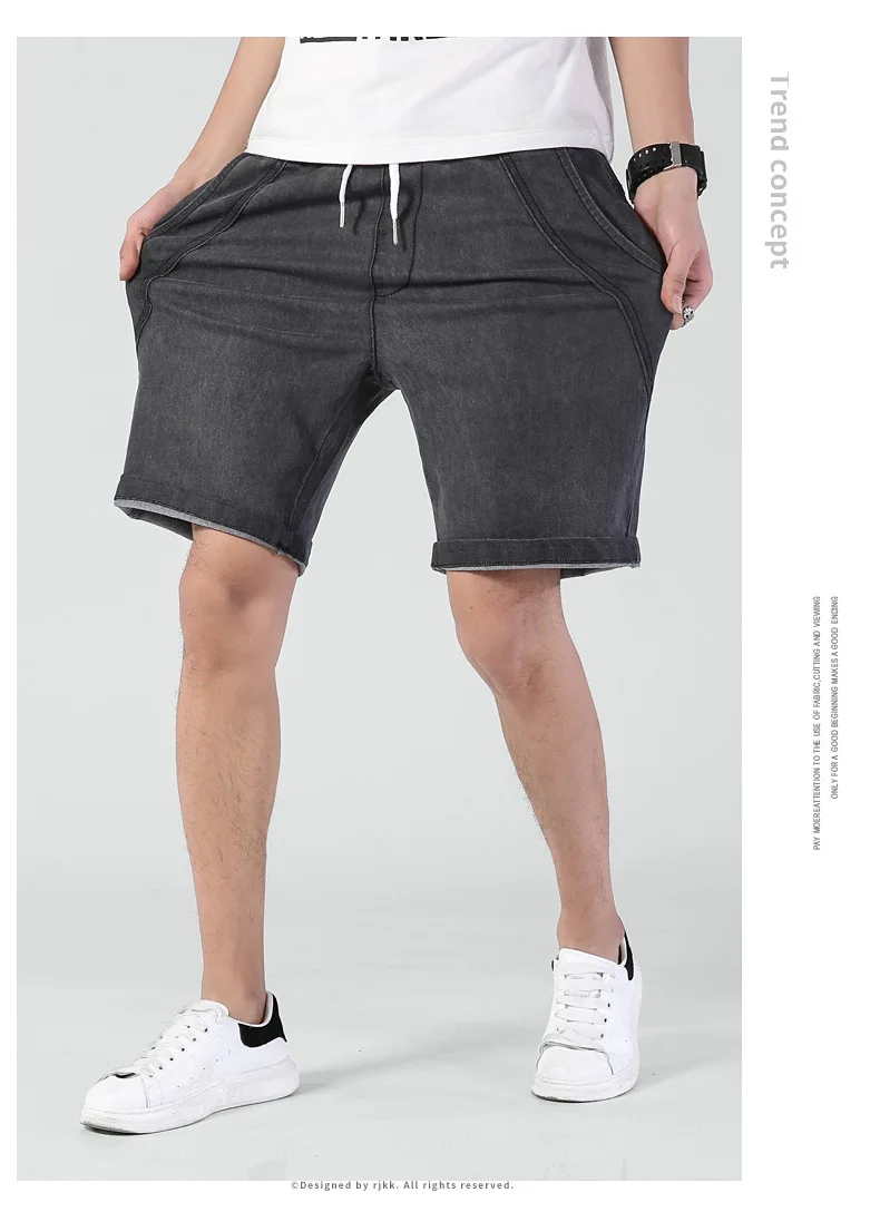 Summer thin Elastic Waist band Denim Shorts Mens Loose Plus Size Big 4XL 5XL 6XL Large Size Shorts Casual Fat Male Jeans Bermuda