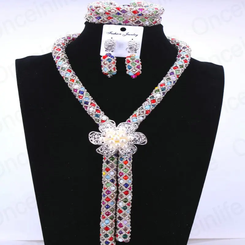 Роскошные свадебные хрустальные бусины комплект новые яркие Цепочки и ожерелья