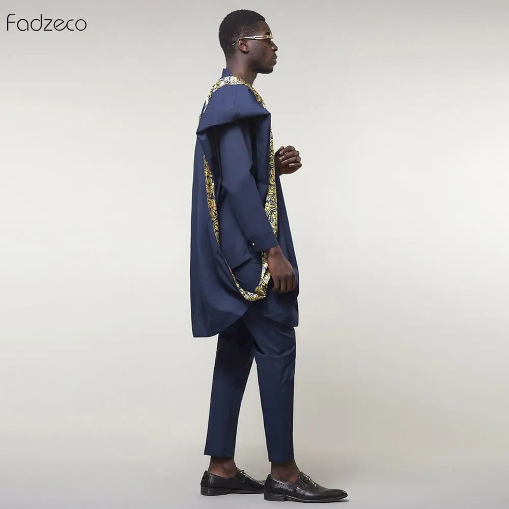 Fadzeco Agbada 2019 Мужская африканская 3 шт размера плюс Дашики вышивка Boubous топы