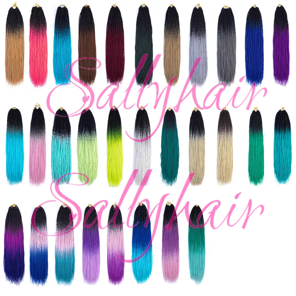 Sallyhair, 24 дюйма, 20 прядей, Омбре, цвет, сенегаль, закрученные косички, волосы для наращивания, высокая температура, синтетические, вязанные, косички