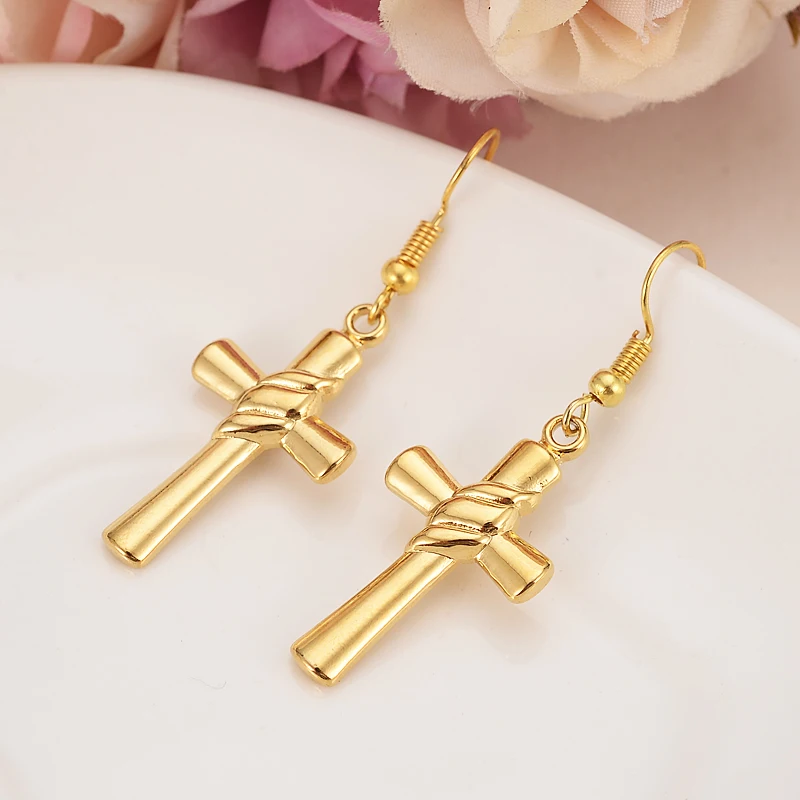 

Золотые модные украшения, серьги в виде банта с крестом, подарок для женщин, серьги для мужчин, серьги для вечеринки, свадьбы, украшения для невесты, рождественский подарок