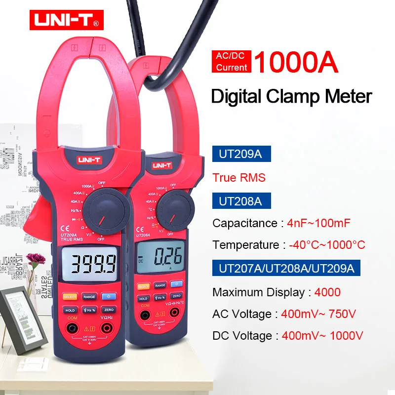 UNI T UT207A/UT208A/UT209A Industry 1000A цифровые клещи для измерения частоты мультиметры Авто