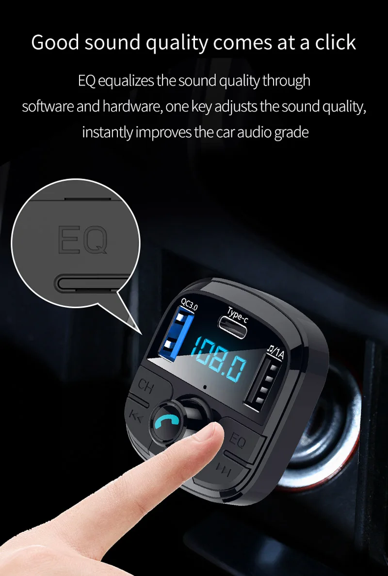 Jajabor Bluetooth 5,0 автомобильный комплект громкой связи fm-передатчик Автомобильный MP3-плеер Поддержка TF карта U диск воспроизведение QC3.0 Быстрая зарядка