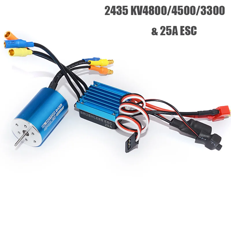 Бессенсорный бесщеточный двигатель RC 2435 4500/3300KV 4P с 25 А бесщеточным ESC для 1/16 1/18