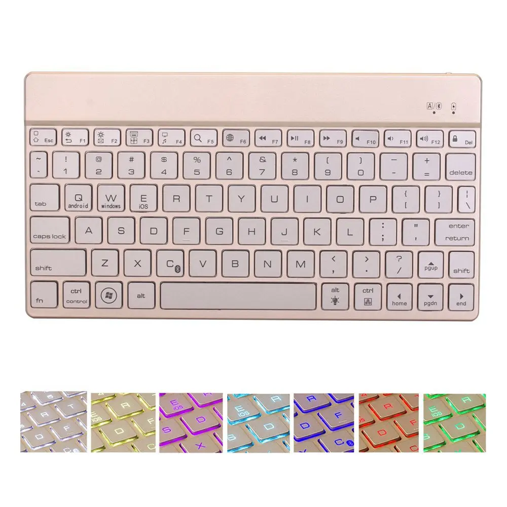 

Ultra Thin 7 Colors LED Backlight Aluminum Russian/Spanish Bluetooth Keyboard For Lenovo TAB 4 10 TB-X304F/N 10 Plus TB-X704F/N