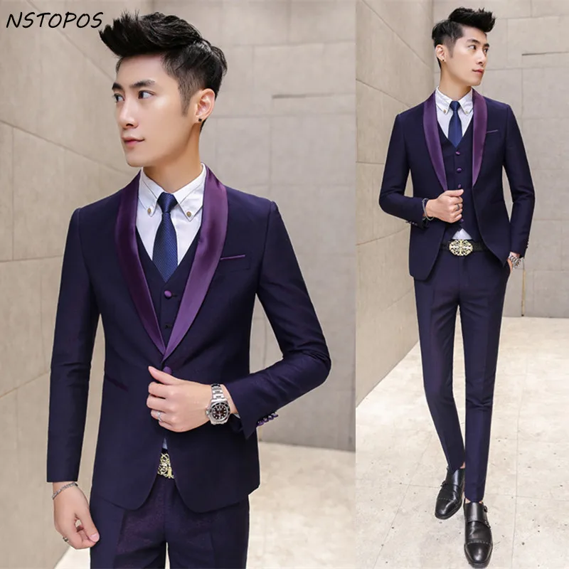 Фиолетовый Пром костюм Mariage Homme темно фиолетовый Смокинги для женихов Для мужчин