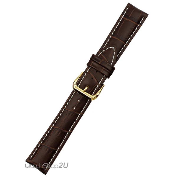 Коричневый Аллигатор Крокодил зерна Золотой пряжки контрастный Стежок кожаный