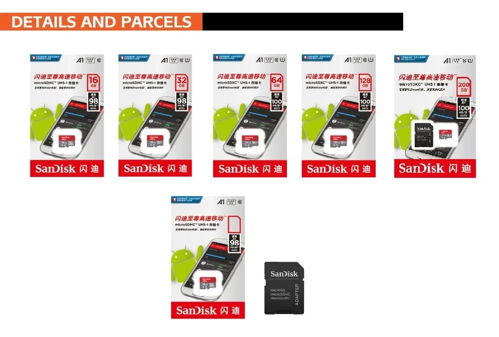 Sandisk micro sd карта 16 ГБ 32 ГБ 64 Гб 256 ГБ картао де Мемория карта TF 128g 200 ГБ класс 10 карта памяти для samrtphone и PC