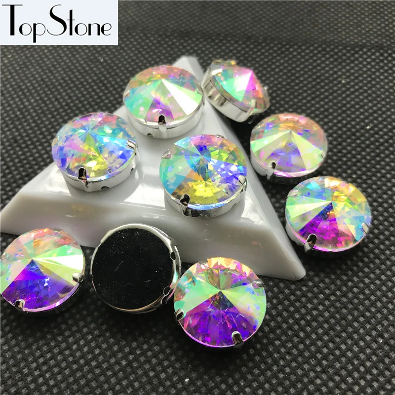 Topstone Crystal AB Цвет Rivoli Кристалл необычный камень с установкой когтей 6 8 10 12 14 16 18 мм