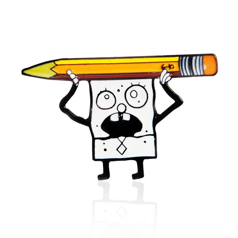 style 1 GDHY SpongeBob аниме серия брошь 16 видов стилей губка-Боб эмалированные булавки морские звезды Барнакл мальчик дом в форме ананаса для детей Кнопка значок - Окраска металла: style 1