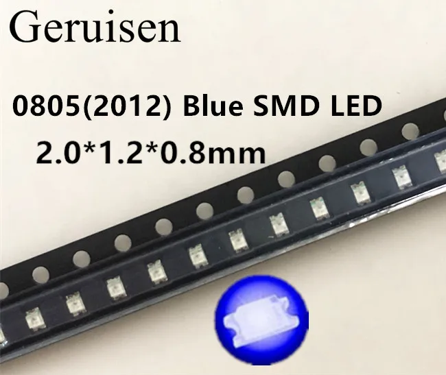 100 шт/SMD 0805 Синий супер яркие SMD светодиодные лампы Диоды LED диоды 460 465nm 80 120mcd 3 0 4 v