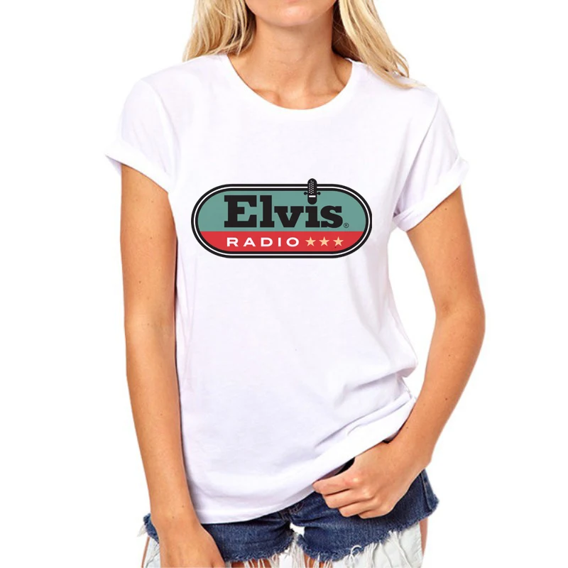 Elvis Presley Print Women T shirt Fashion Casual Funny TShirt White Harajuku Hipster Street Hip Hop Top Tee 72N-1# | Женская одежда