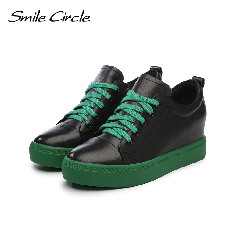 Женские кроссовки Smile Circle Белые Повседневные из натуральной кожи на плоской