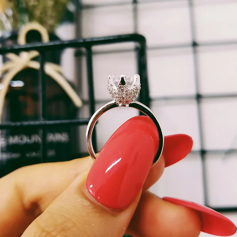 

Original arrival real 925 Sterling Silver Ring Finger fashion promise solitaire Ring for Women Jewelry Engagement LR4592S