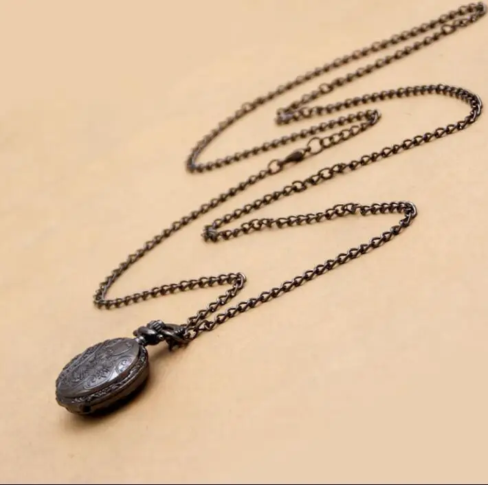 Small Size Black Leaf spider web sunflower Necklace For Xmas Gift pocket watch | Наручные часы