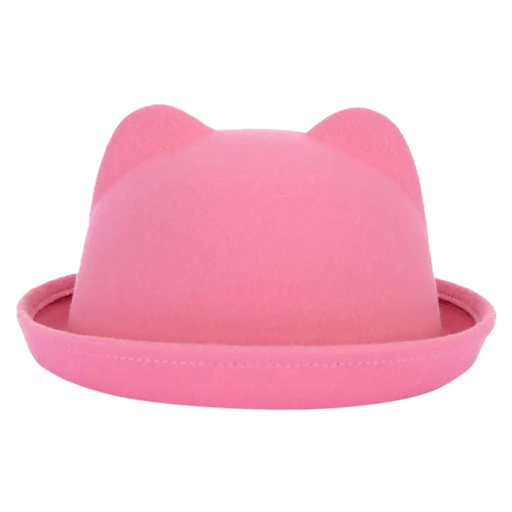Pink Модная крученая шерстяная фетровая шляпа для женщин и мужчин, милая дизайнерская Кепка с кошачьими ушками, очень подходит для милых девушек, casquette femme# pingyou - Цвет: Pink