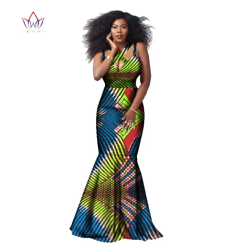 Африканские Дашики красивые платья для женщин Африканский стиль платье с принтом классическое батик хлопок платье с лямкой на шее без рукавов WY1889