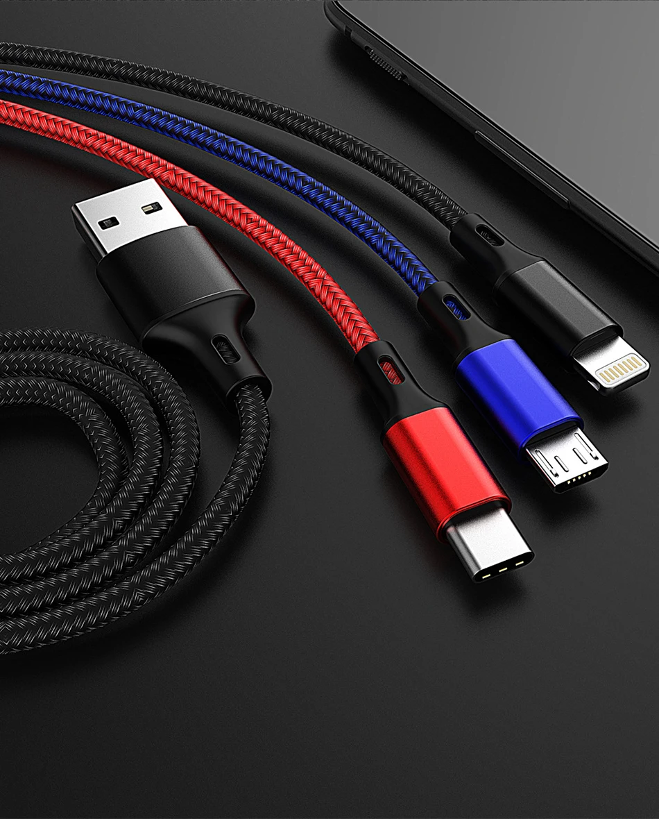 NOHON 3 в 1 зарядный кабель Micro USB 8 Pin для iPhone X 8 7 XS MAX XR Plus type C освещение для Xiaomi huawei 3.5A зарядный кабель