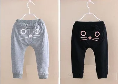 2019 Spring autumn Cotton Boys Girls Pants Kids Baby Kitten pocket Leggings 3D Cat Lovely Harem Trousers Children clothes | Детская