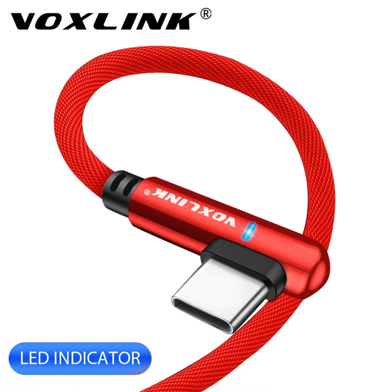 Кабель VOXLINK USB Type C 90 градусов для быстрой зарядки кабель usb c передачи данных