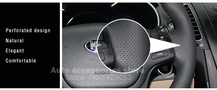 Чехол на руль для KIA Sorento 2013, чехлы, сделай сам, натуральная кожа, швейные автомобильные чехлы на руль, автомобильный стиль, противоскользящие