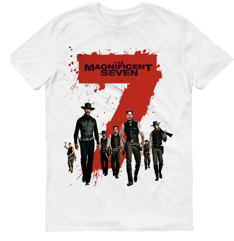 Великолепный семь кино 100% хлопок Мужская T SHIRT. E0485|Мужские футболки| |