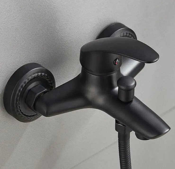 Смеситель для ванны и душа с раздвижной планкой, набор для ванны, смеситель для ванны, черный смеситель для горячей и холодной воды с мыльной корзиной MLB501B