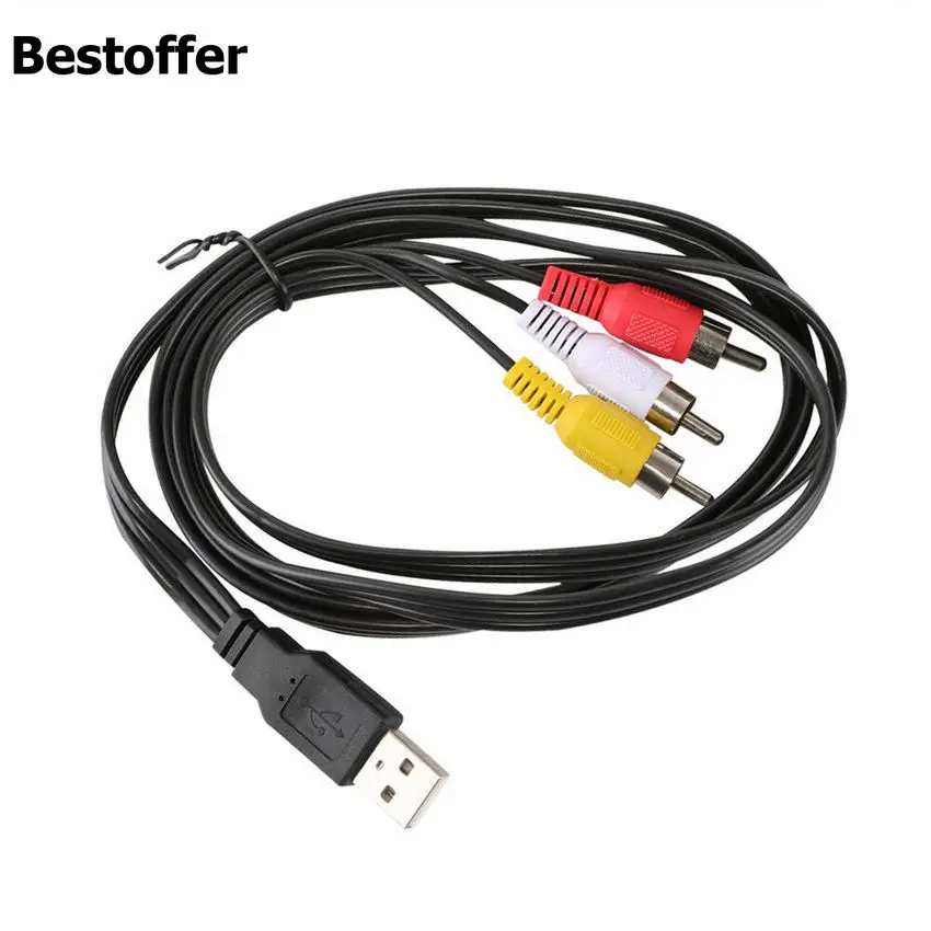 1 5 м/5 футов 3 RCA штекер к USB A Адаптер Аудио Видео кабель для передачи данных