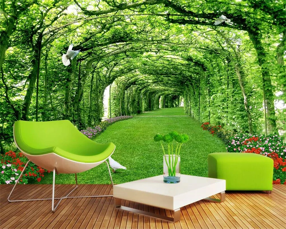 

3d фотообои на заказ, обои с пейзажем в парке, лесу, лужайке, для гостиной